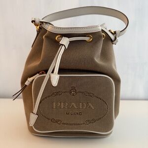 Prada Logo Jacquard Bucket Bag